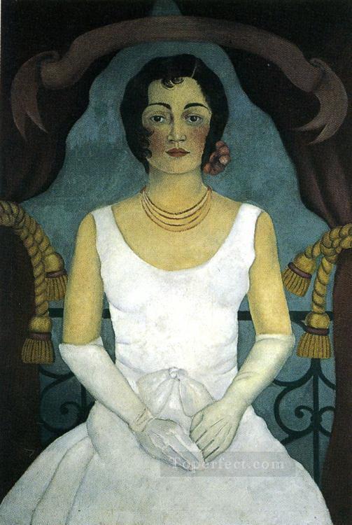 Portrait of a Woman in White feminism Frida Kahlo Oil Paintings